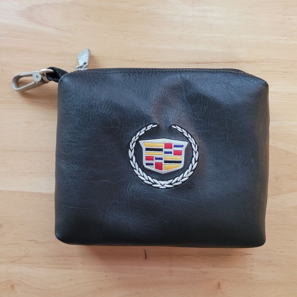 Cadillac Black Faux Fur Lined Carrying Case Bag Zippered Embroidered Logo Emblem